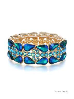 Crystal Teardrop Stretch Bangle Bracelet for Wedding Party
